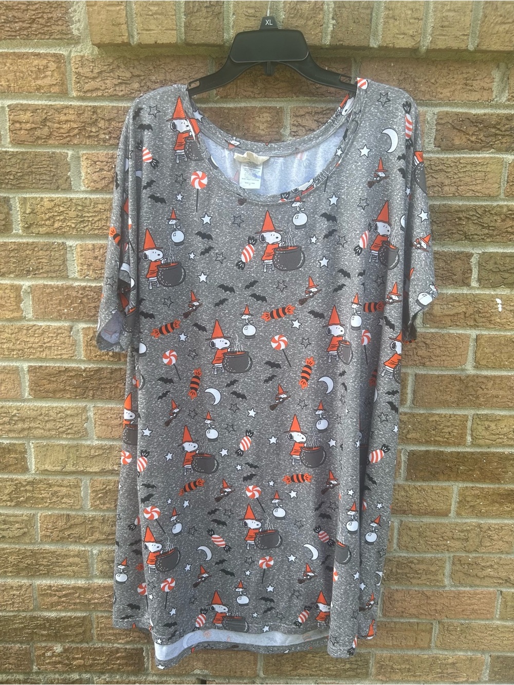 Munki Munki Peanuts Gray sleep shirt with Orange Halloween Print size 2XL - Picture 4 of 8